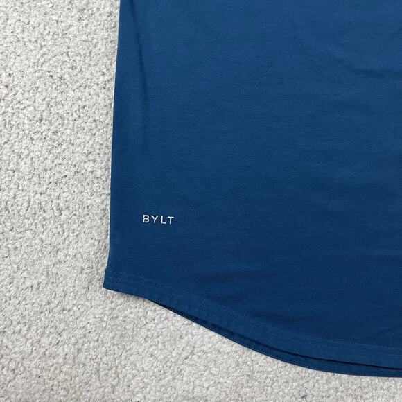 Bylt Shirt Mens XL Blue Drop Cut Lux Short Sleeve Performance Stretch Gym Crew - Picture 7 of 13